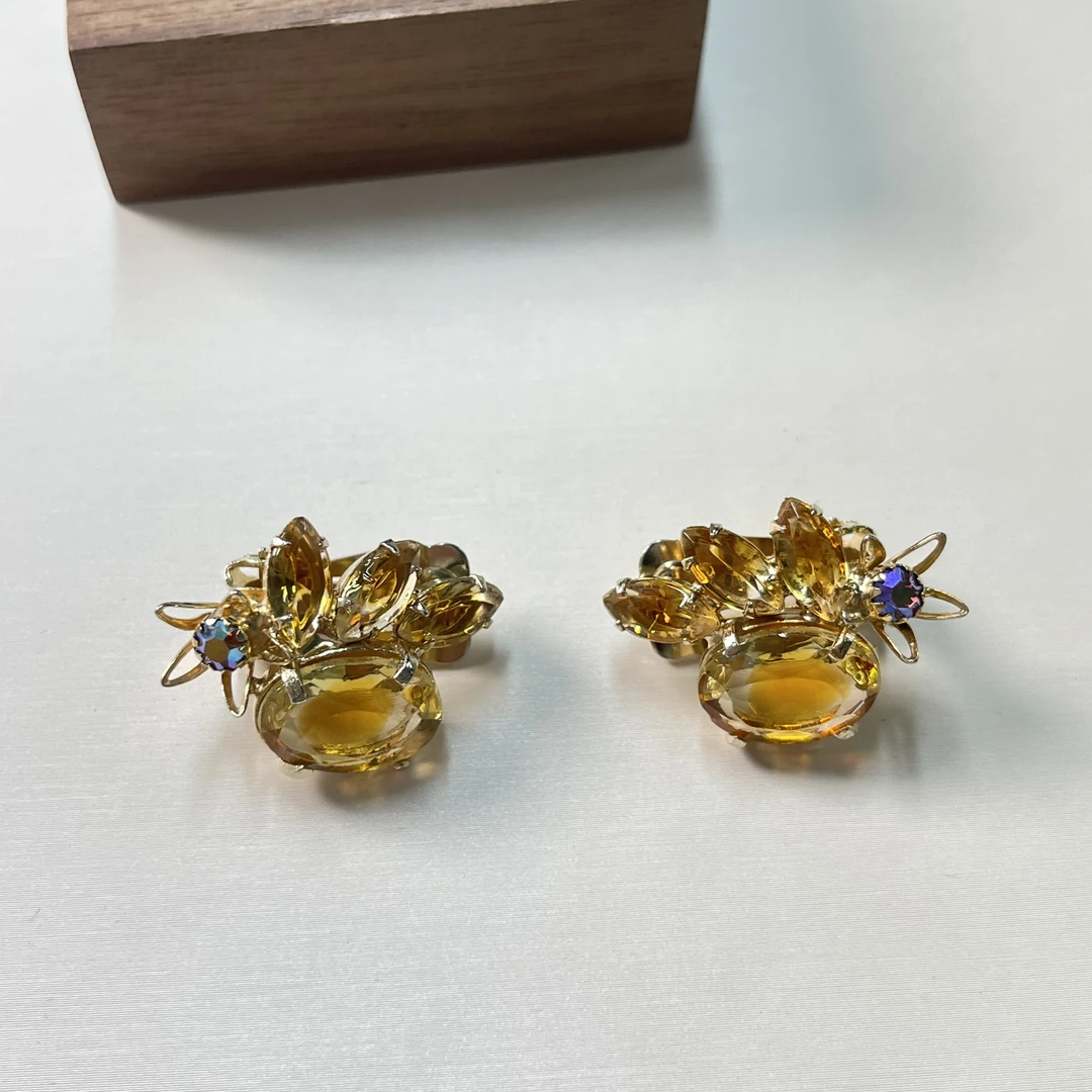 铜合金耳饰 【六六中古】孤品有标复古耳夹km5636