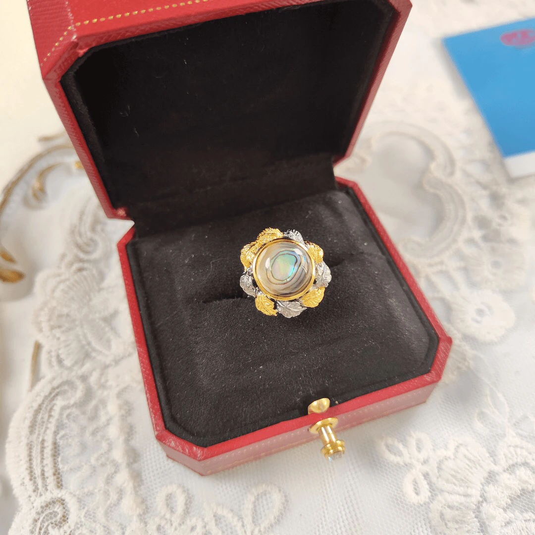 【六六中古】复古s925贝壳开口戒指bj268