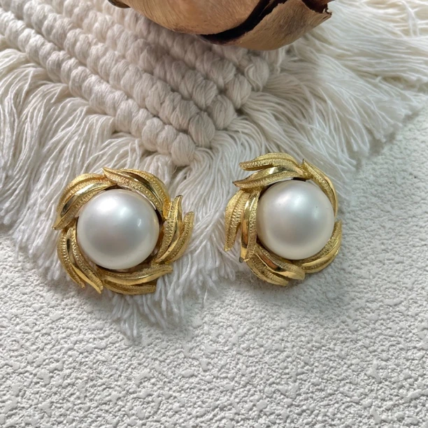 铜合金耳饰 【六六中古】孤品复古耳夹km4173