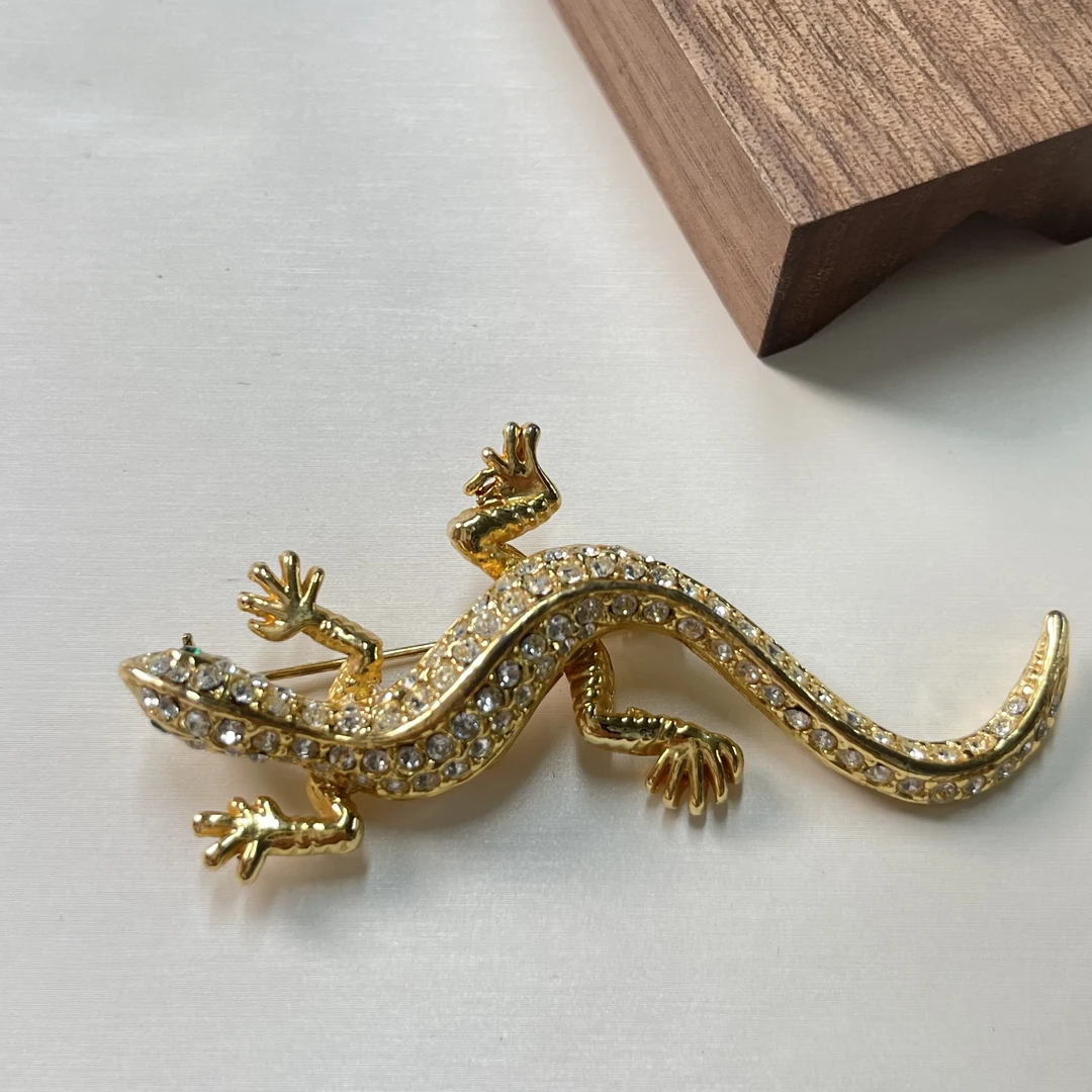 铜合金合成锆石胸针 【六六中古】孤品复古胸针th597