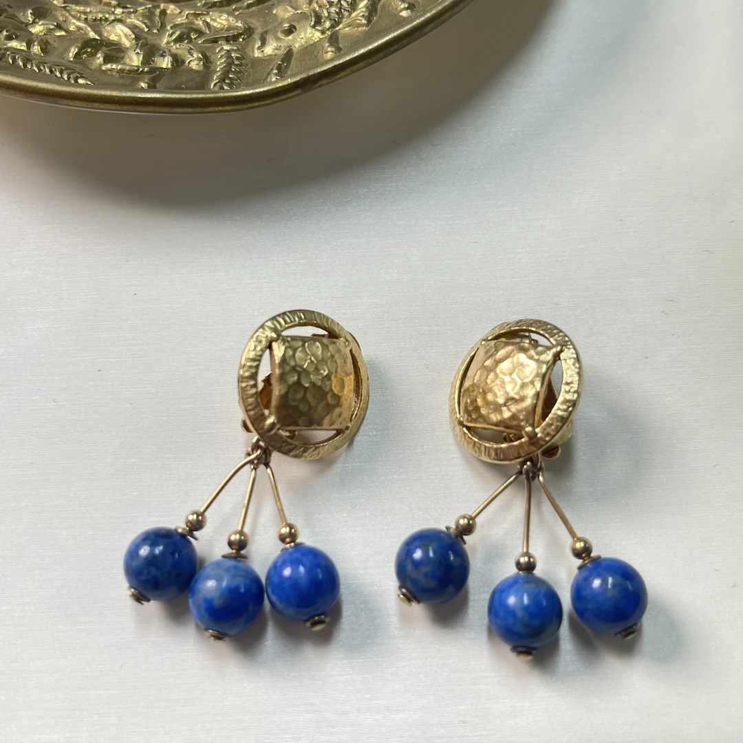 铜合金耳饰 【六六中古】孤品复古耳夹km5023