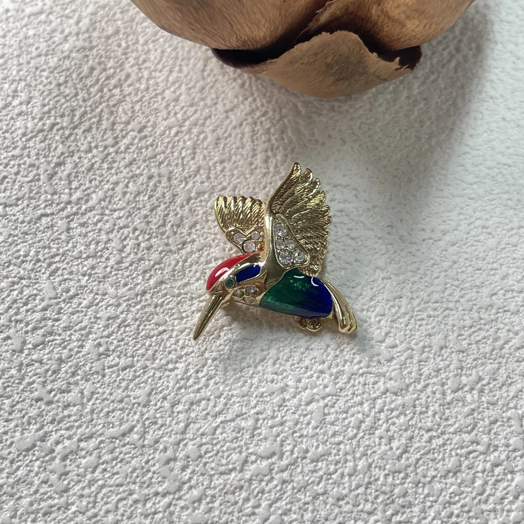 铜合金胸针 【六六中古】孤品复古蜂鸟胸针km4631