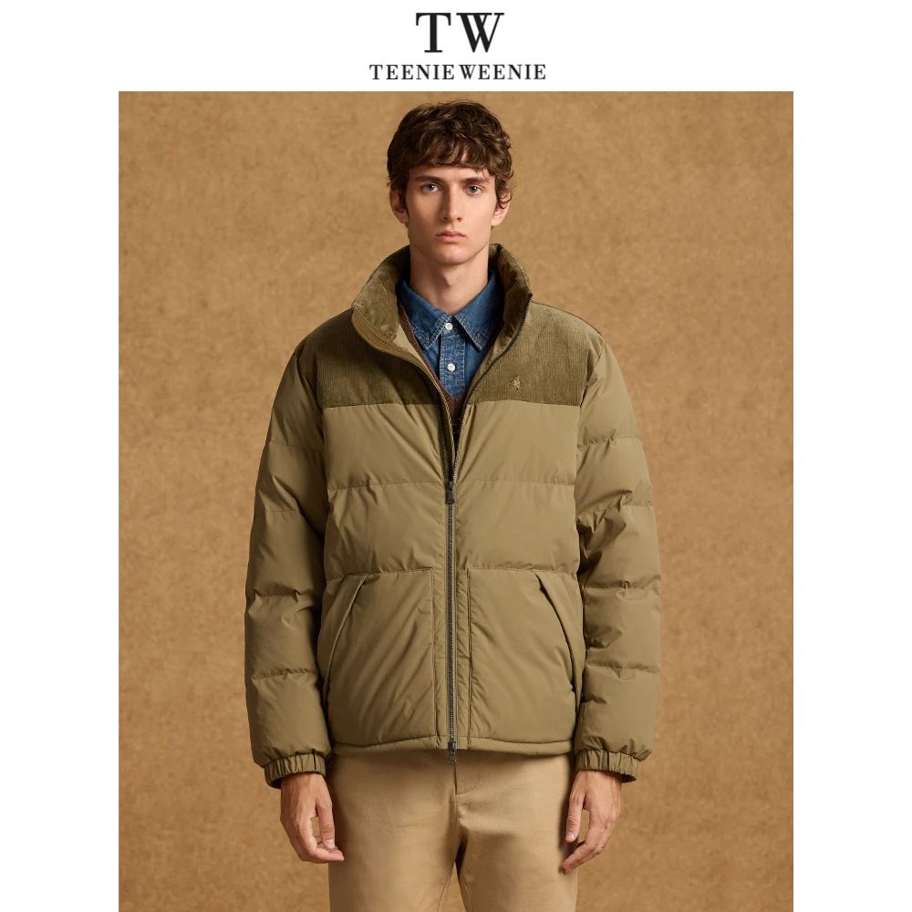 TeenieWeenie男装羽绒服新款灯芯绒拼接潮流时尚外套TNJD244TB3K