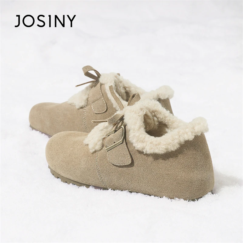 卓诗尼厚底勃肯鞋一脚蹬女鞋2024新款冬季加厚雪地靴保暖棉鞋子