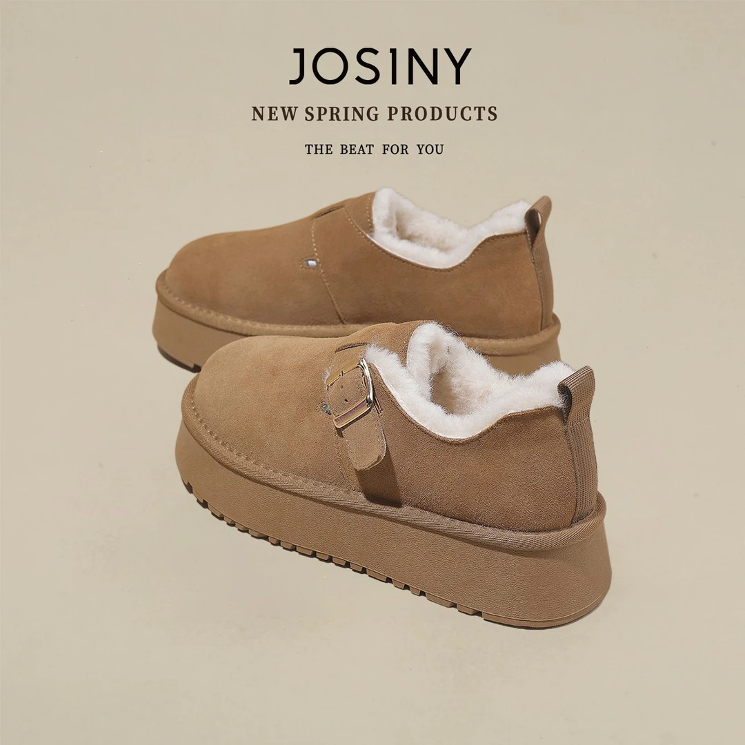 卓诗尼加绒勃肯鞋一脚蹬女鞋2024爆款新款秋冬百搭保暖雪地靴棉鞋