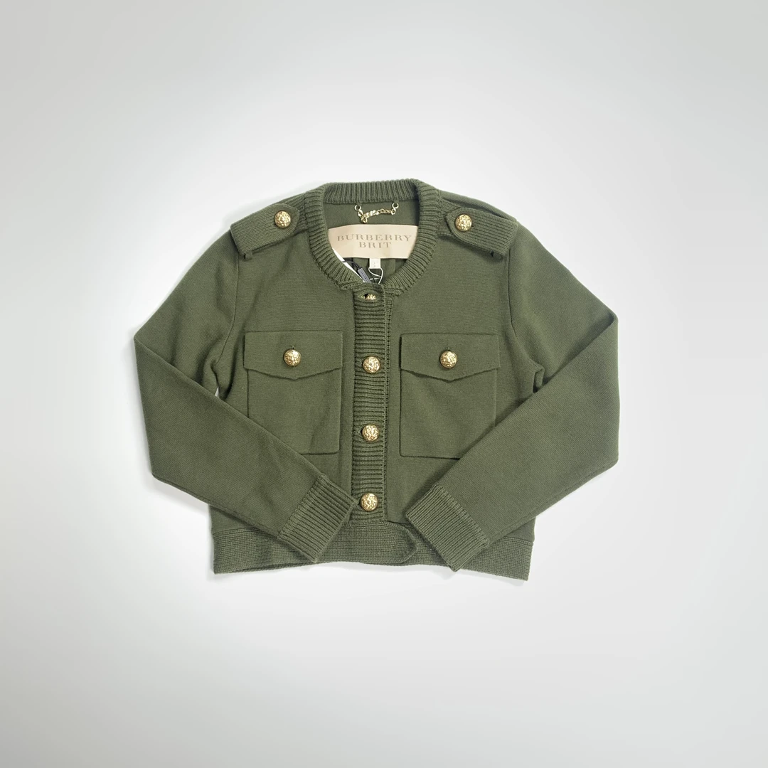 全新未使用 BURBERRY/博柏利 双口袋羊绒羊毛开衫/L码/公价26000