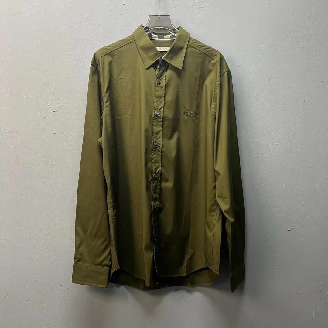 全新未使用 BURBERRY/博柏利 墨绿色格纹领子衬衫L码公价5900准新