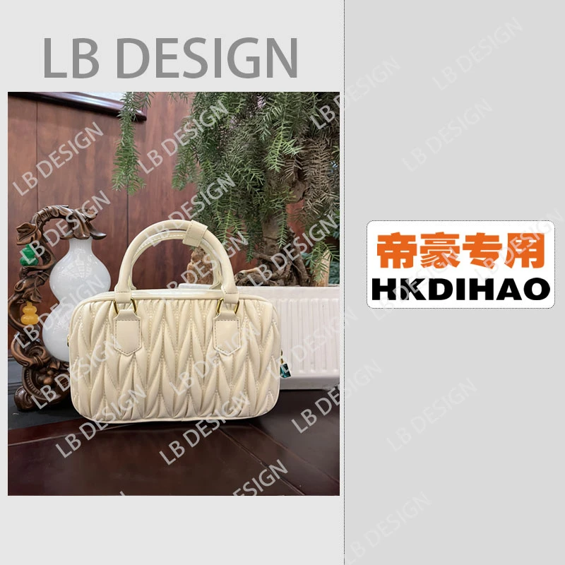 LBDESIGN【2311白色褶皱24CM】手工打造真皮高端定制女士包林