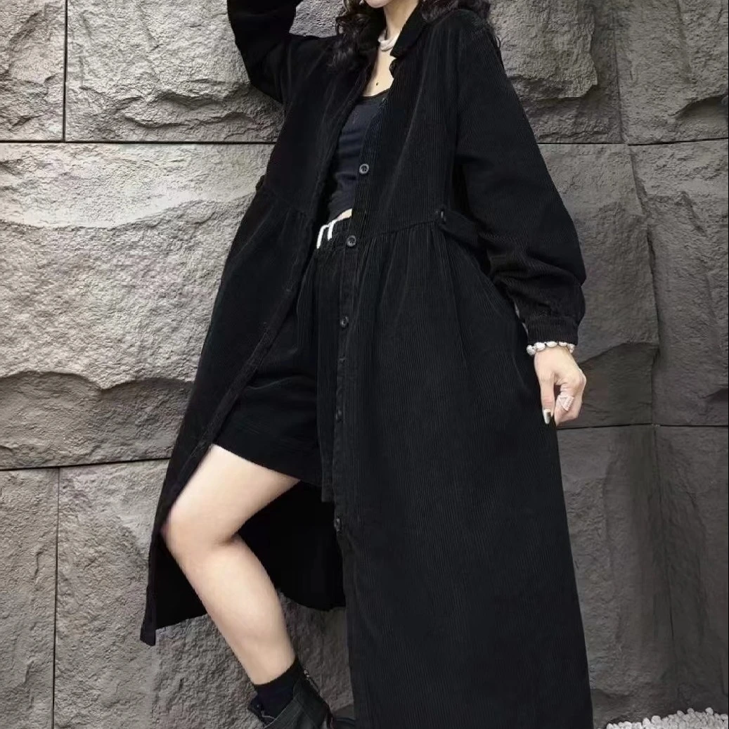 6064新款秋冬休闲百搭显瘦灯芯绒风衣外套