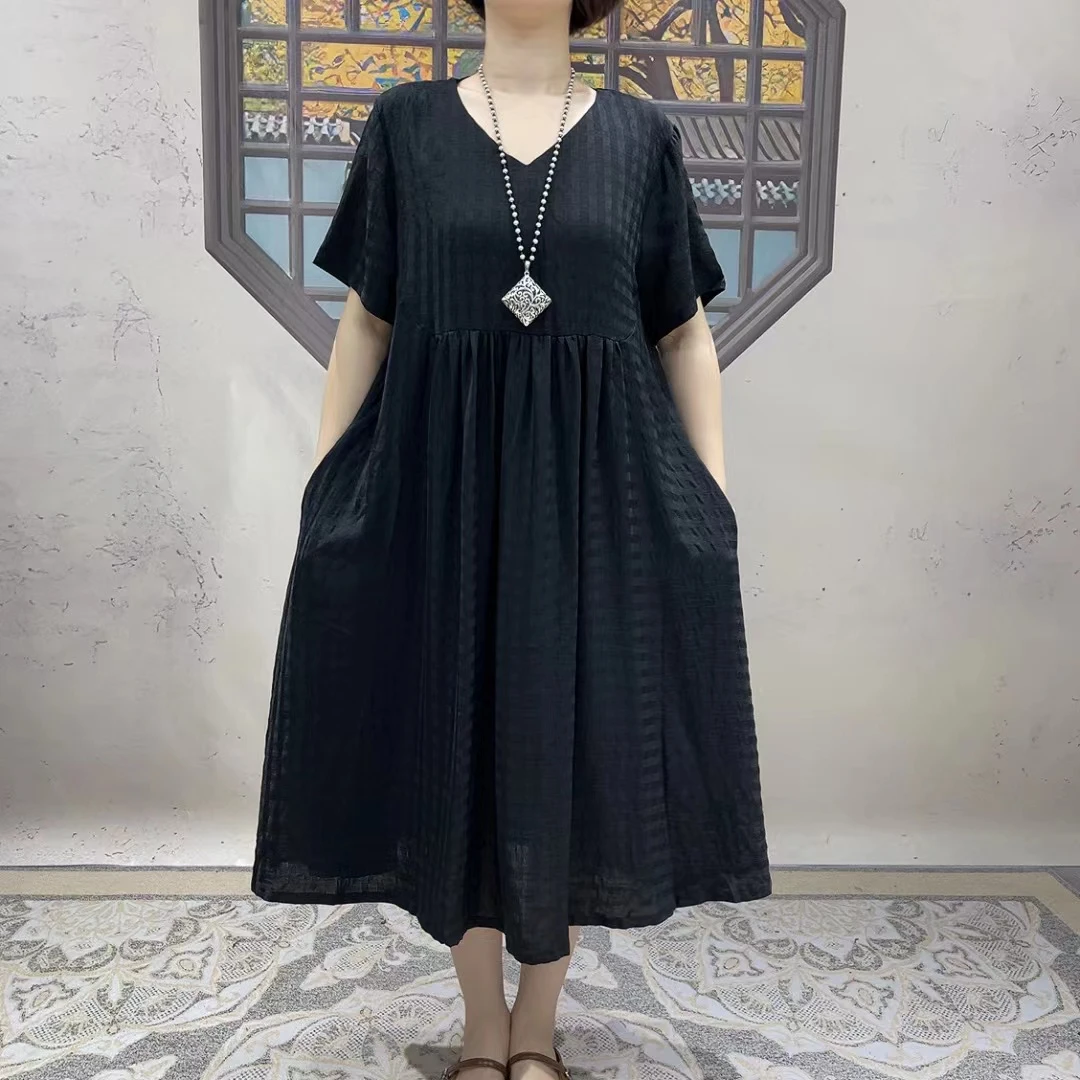 新款大摆显瘦气质宽松洋气提花连衣裙054