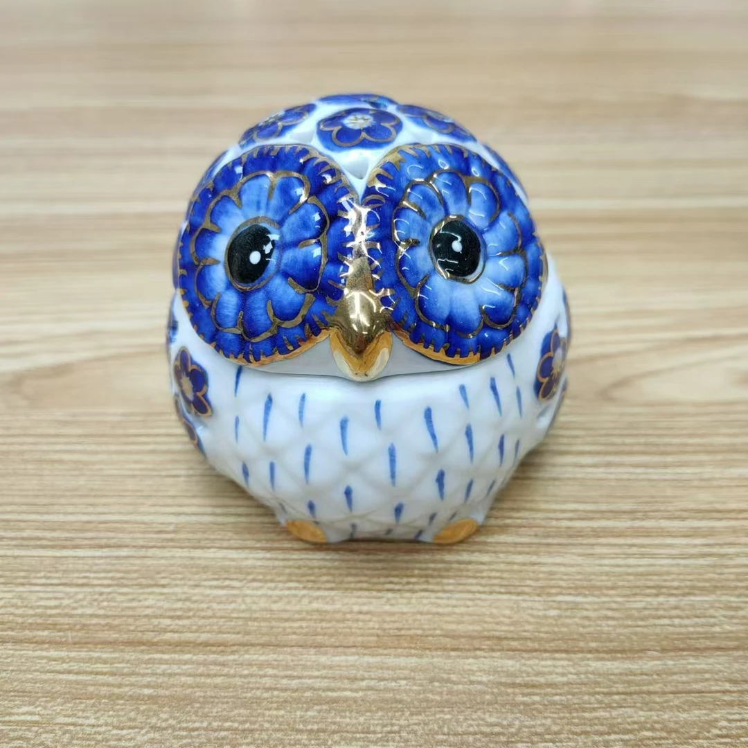 0232蓝色猫头鹰香炉大号
