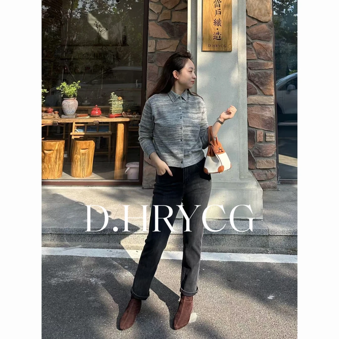 段段服装｜烟灰色小直筒牛仔裤302