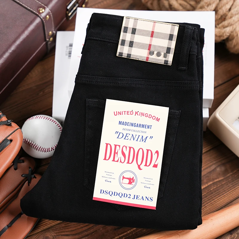 高端黑色秋季牛仔裤男士修身小直筒裤2024新款秋冬百搭休闲长裤