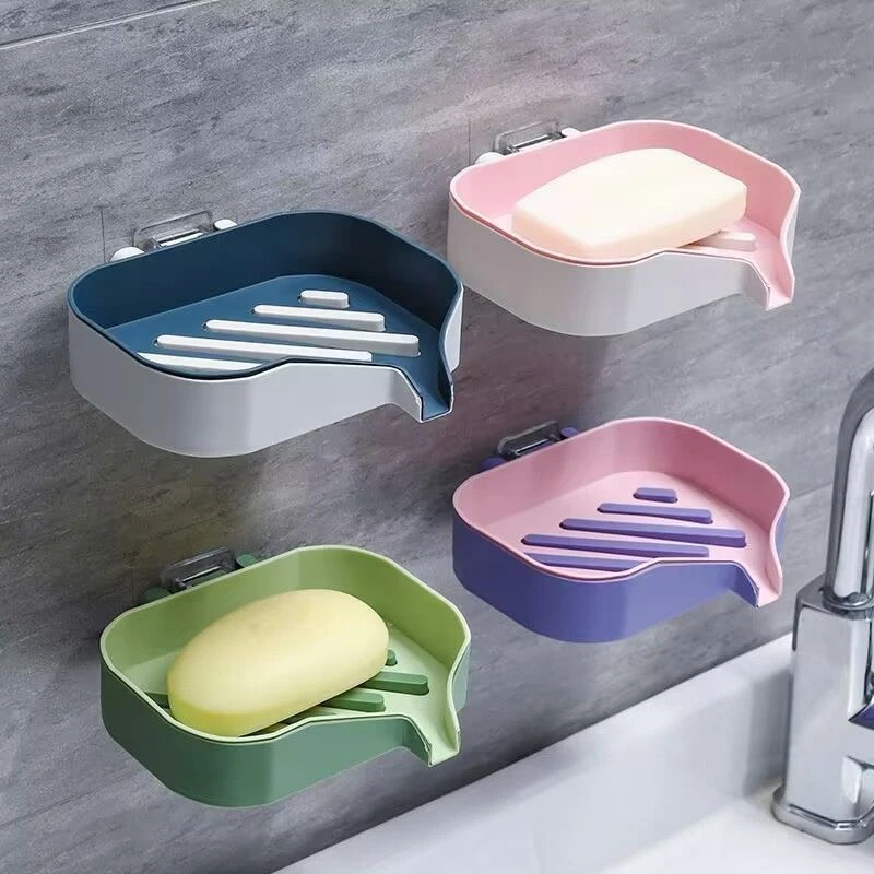 双层撞色创意简约肥皂盒卫生间壁挂式沥水置物架家用免打孔香皂盒