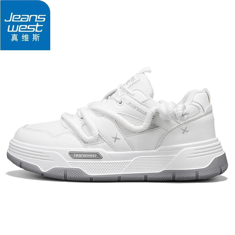 Jeanswest/真维斯新款秋季男鞋运动休闲板鞋百搭情侣鞋黑白熊猫鞋