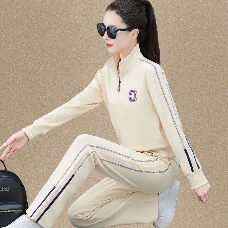 运动服装女春秋2024新款时尚爆款宽松洋气高档正品休闲卫衣两件套