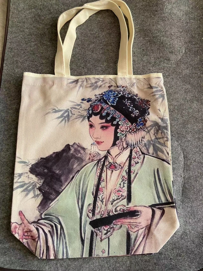 栀白国画帆布包双面印刷升级款文房四宝