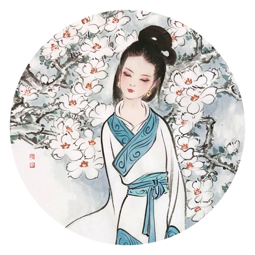 栀白国画水晶镇尺