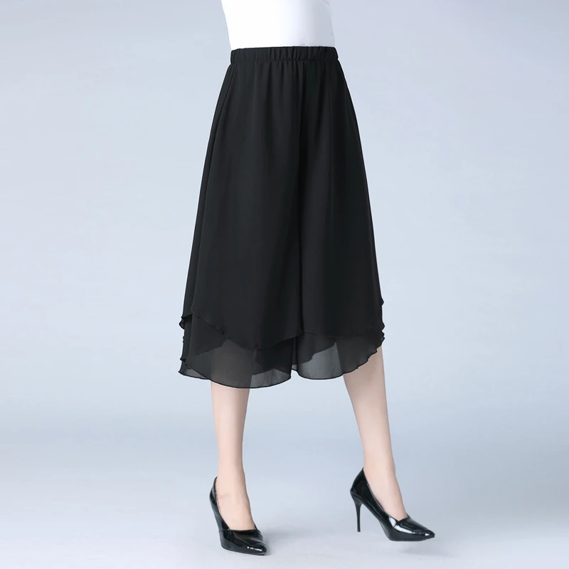 阔腿裤大码显瘦高腰春夏新款黑色薄款宽松时尚休闲百搭不规则中款