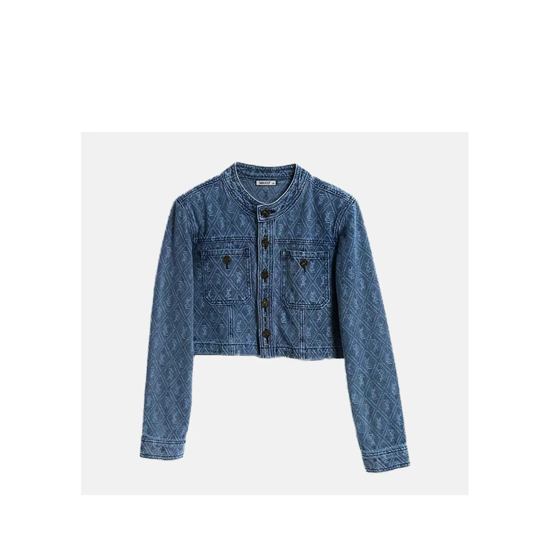 复古减龄设计小众设计蓝色牛仔装春季洋气显瘦时尚网红短款外套