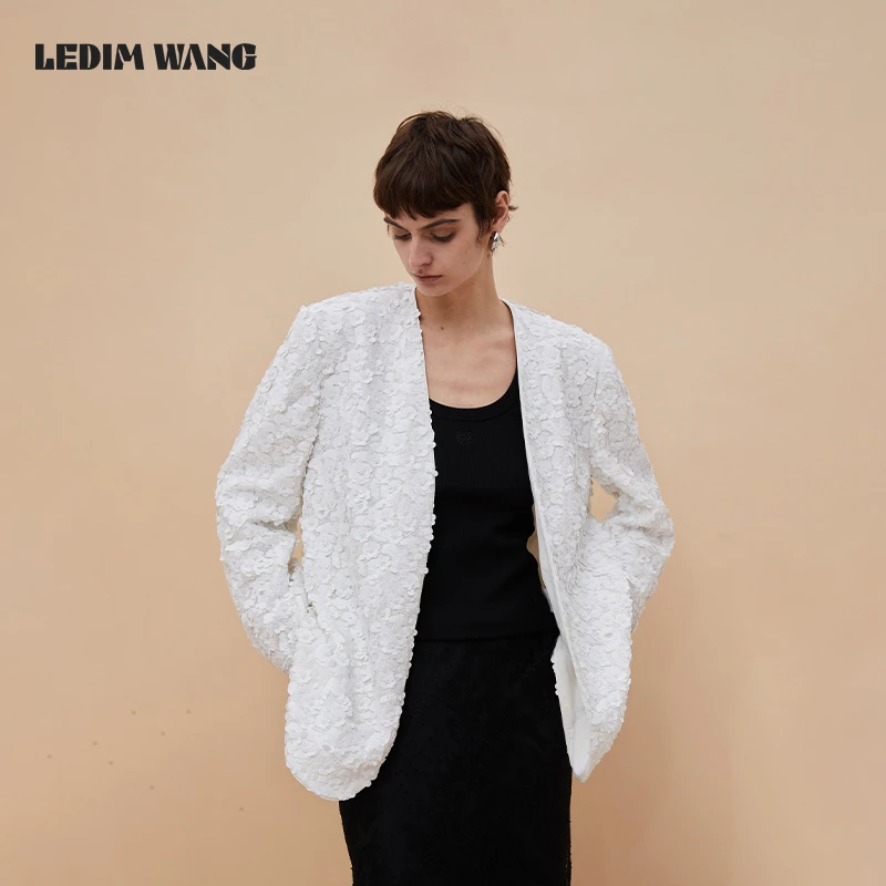 LEDIM WANG 山茶花珠片外套立体珠花