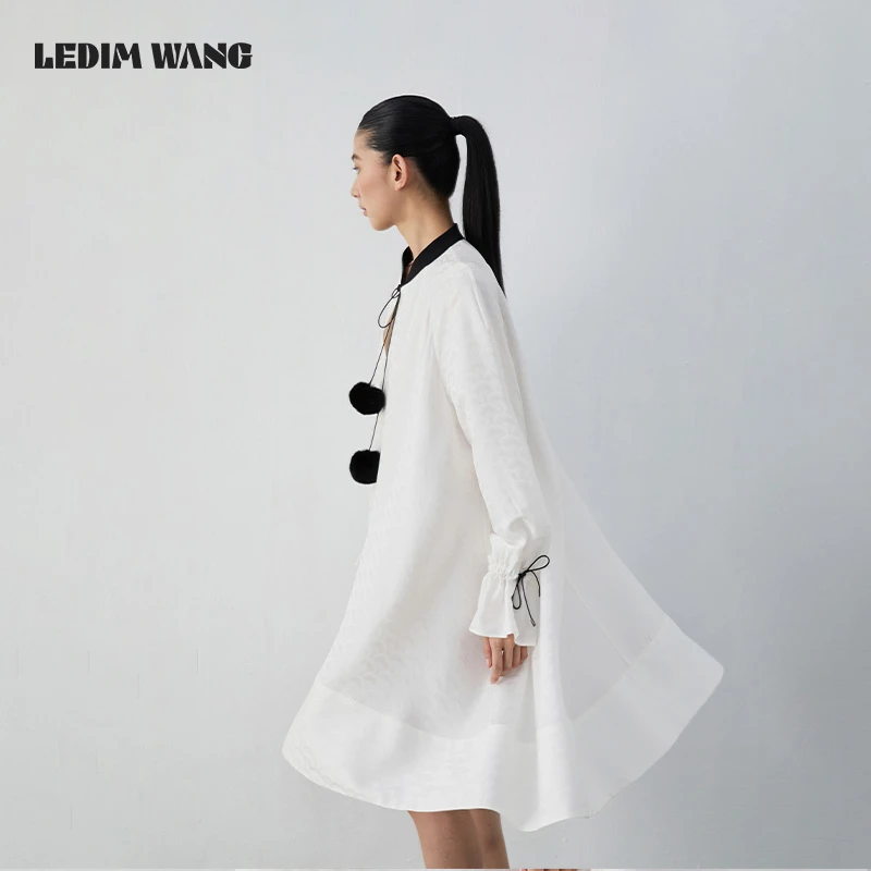 LEDIM WANG 毛球提花宽松大摆裙