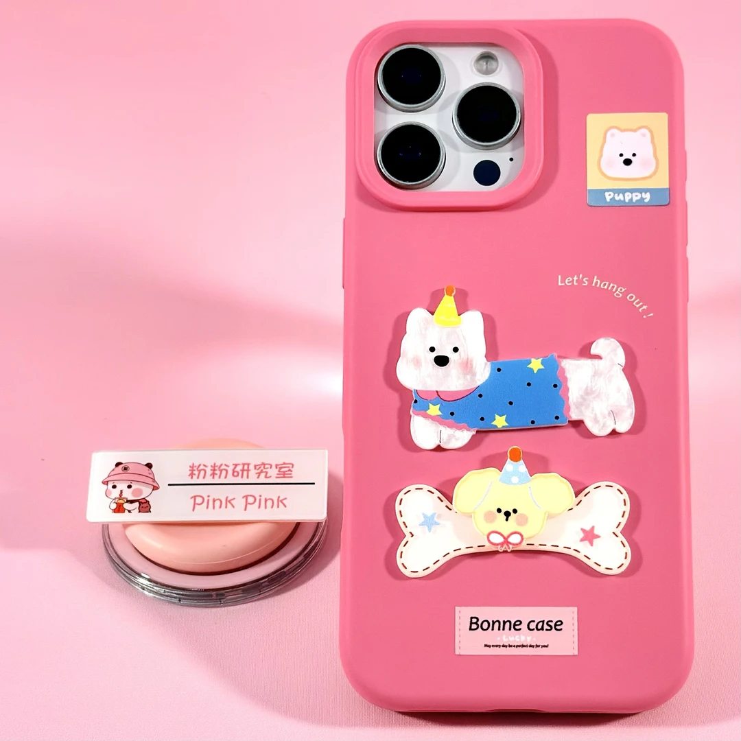 粉粉/ins粉嫩西高地适用iphone16promax手机壳防摔14苹果15肤感13