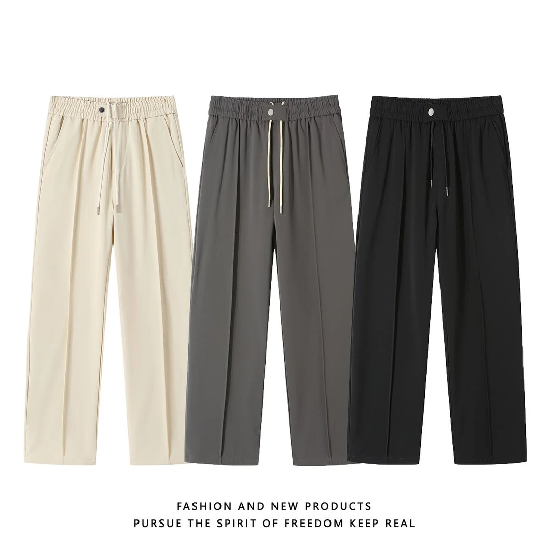 2024早秋新款直筒裤青少年潮牌宽松拖地男生休闲长裤阔腿裤子西裤