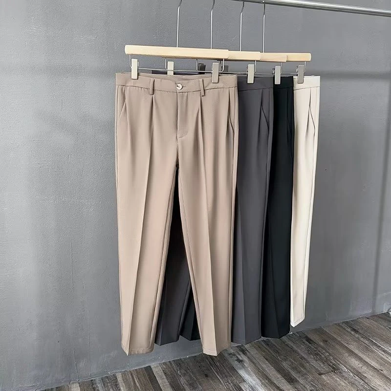 免烫西装裤男九分直筒垂坠感抗皱休闲裤男士小西裤高级感西装长裤