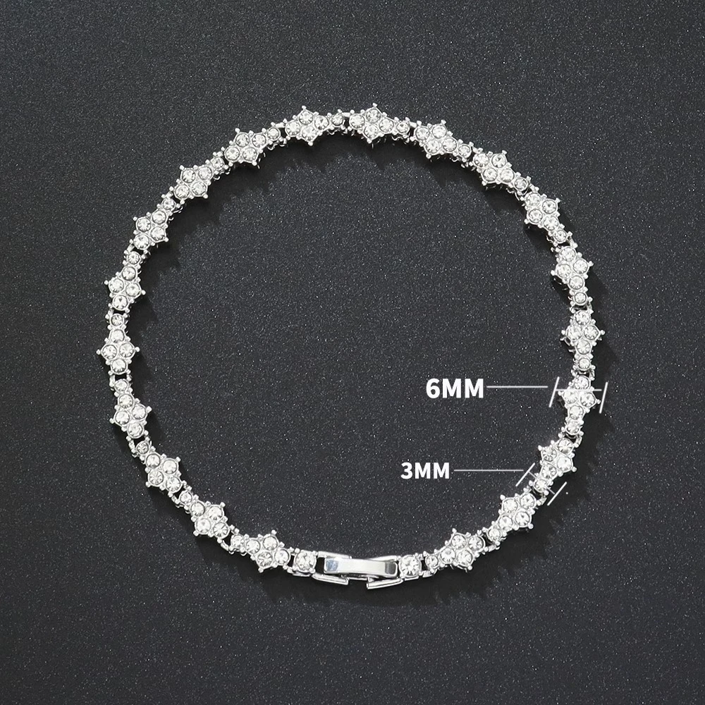 合金合成锆石手链 美式微镶手链男士嘻哈手环轻奢小众设计感手饰R