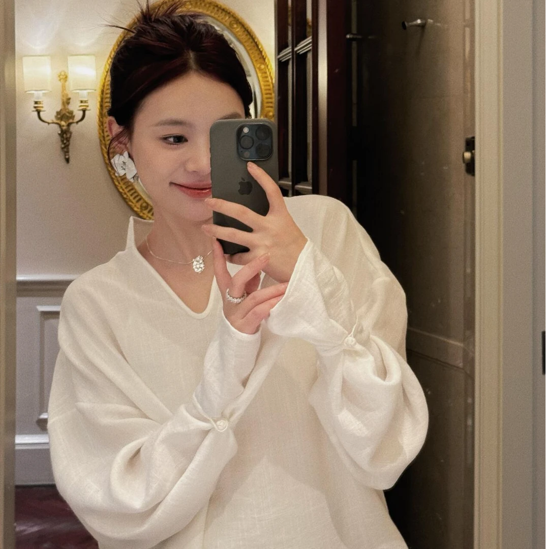 流行洋气时尚潮流简约显气质女装高级感财阀千金宽松垂感衣服衬衫