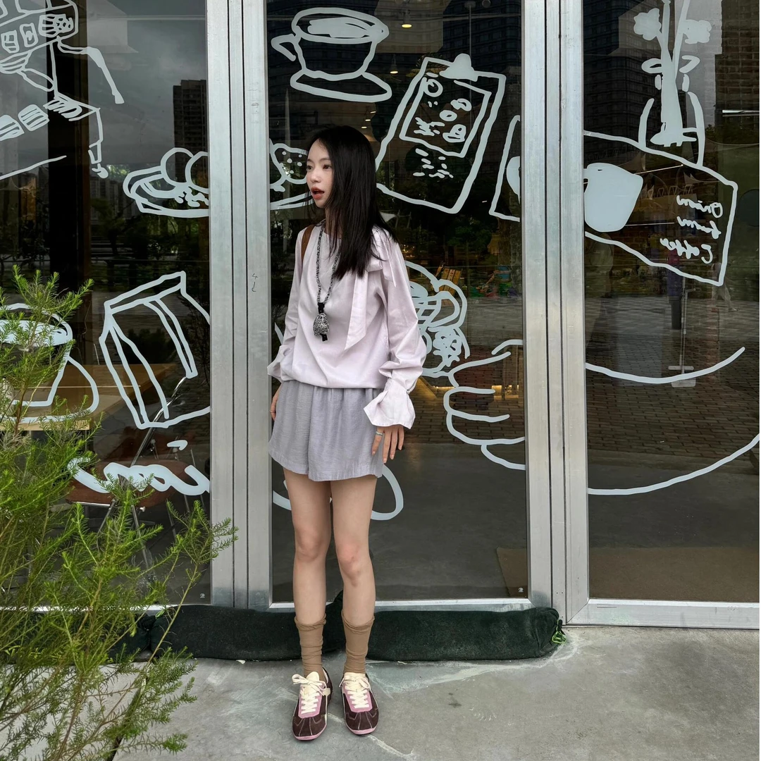 【微甜松园】韩系时尚新款简约宽松显瘦上衣百搭小众潮流休闲短裤