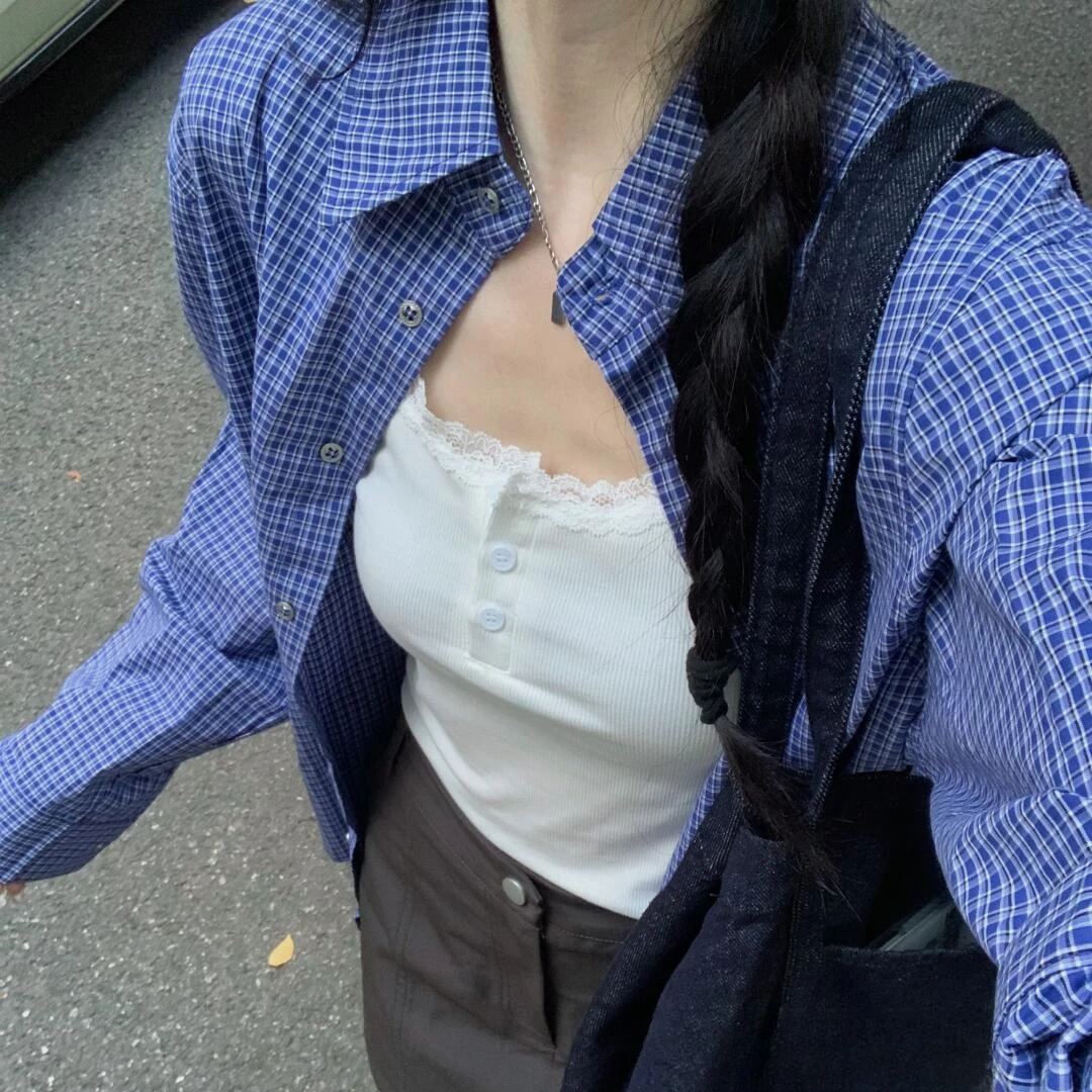 【零碎岛屿】秋冬新款韩版年轻款宽松长袖衬衫显腿长潮流通勤短裙