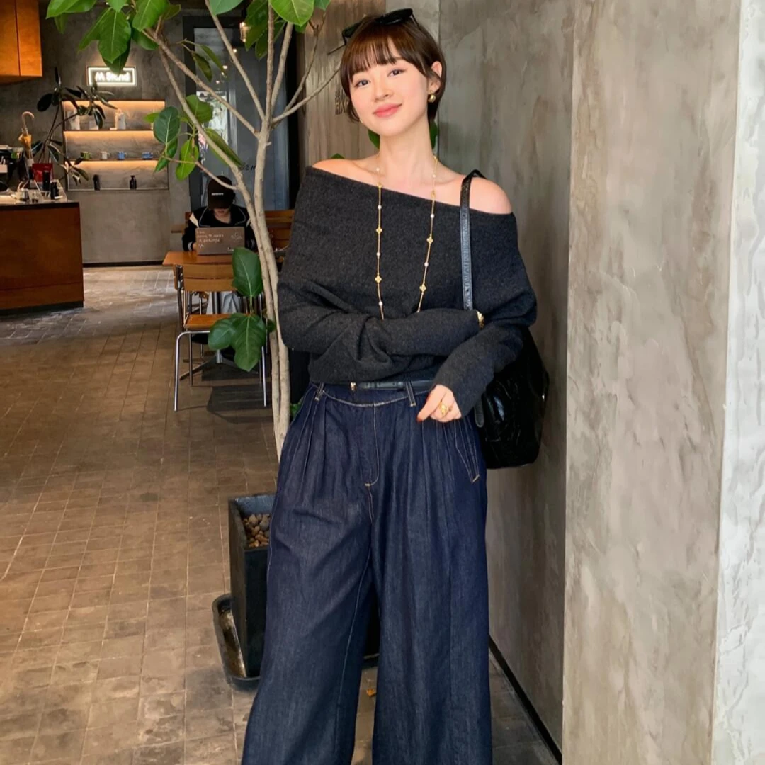 【楚楚动人】秋冬新款气质显瘦时尚长袖上衣宽松百搭小众裤子
