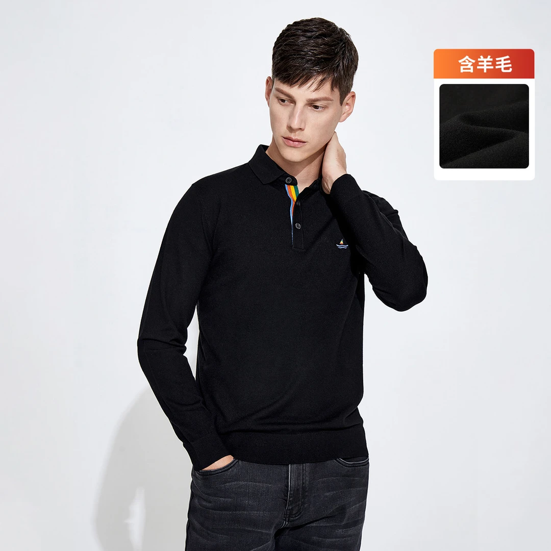 navigare意大利小帆船秋冬男士时尚抑菌长袖翻领毛衣休闲针织衫