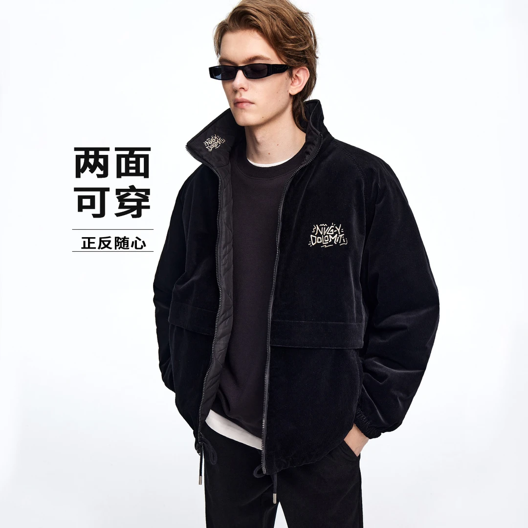 navigare意大利小帆船秋冬灯芯绒双面穿夹克男士内夹棉保暖外套