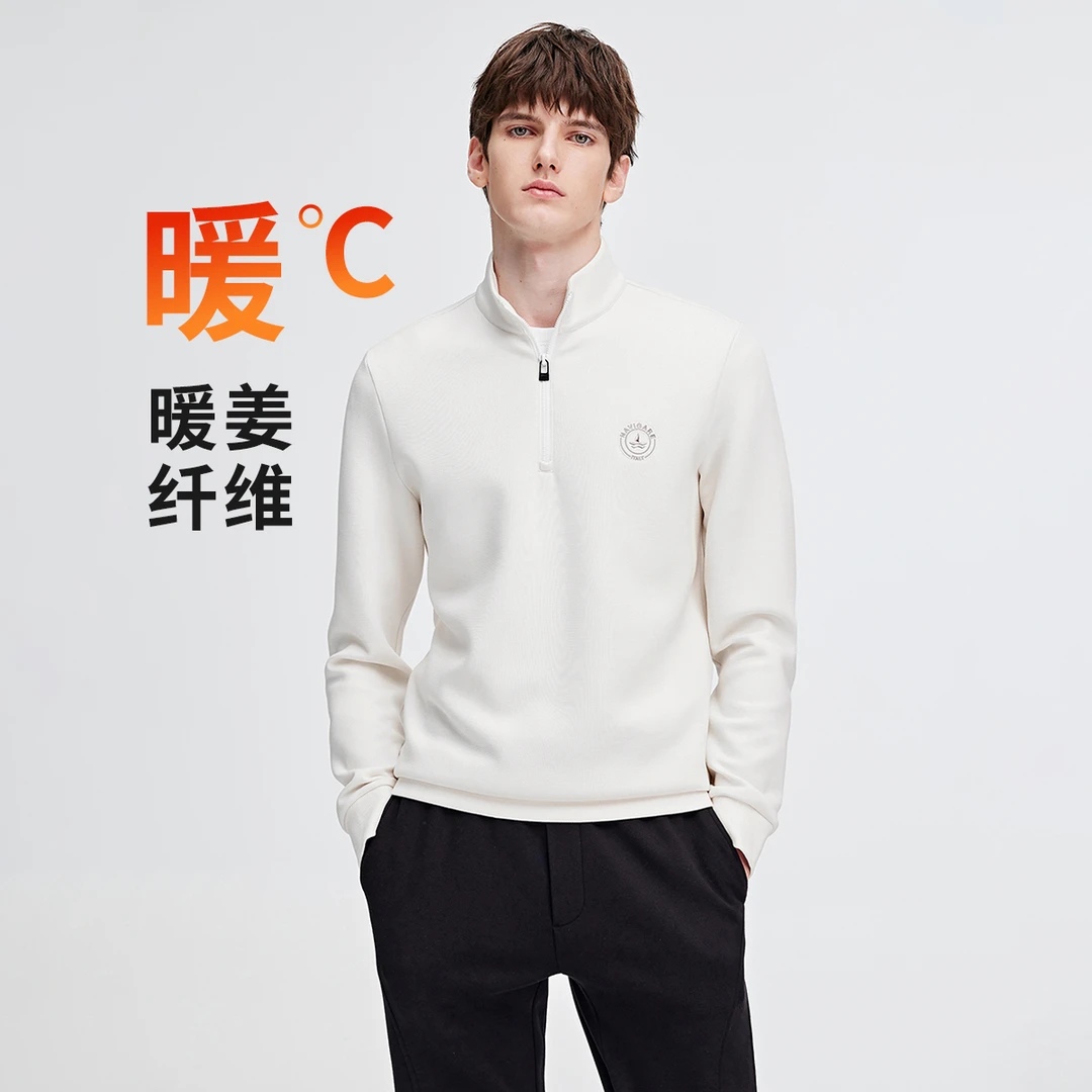[暖姜科技]navigare意大利小帆船秋冬男士时尚半开领卫衣休闲上衣