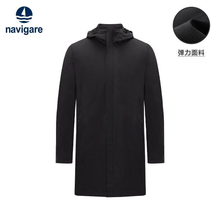 navigare意大利小帆船春秋男士时尚休闲连帽防风外套中长款风衣
