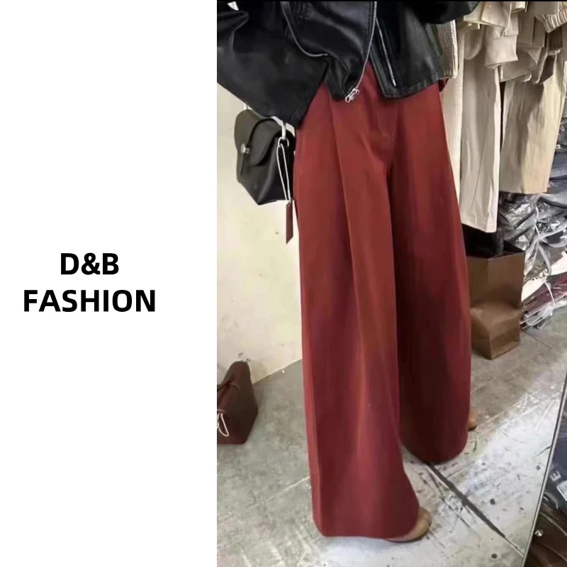 D&B 大贝贝秋季新款料棉感慵懒风后松紧阔腿长裤8115