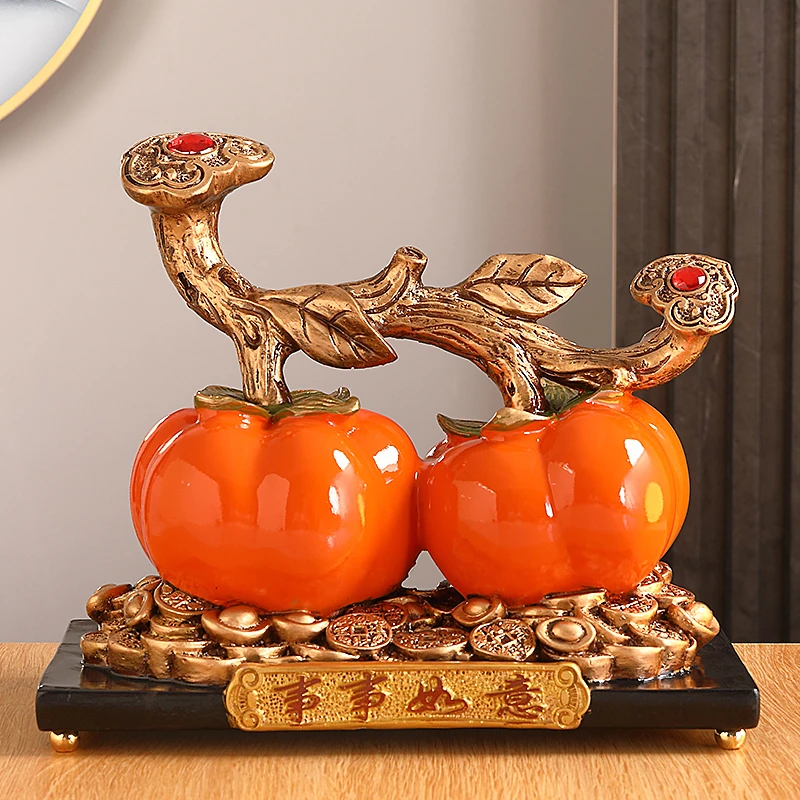 柿柿如意柿子摆件乔迁新居入伙之喜礼物客厅玄关酒柜电视柜装饰品