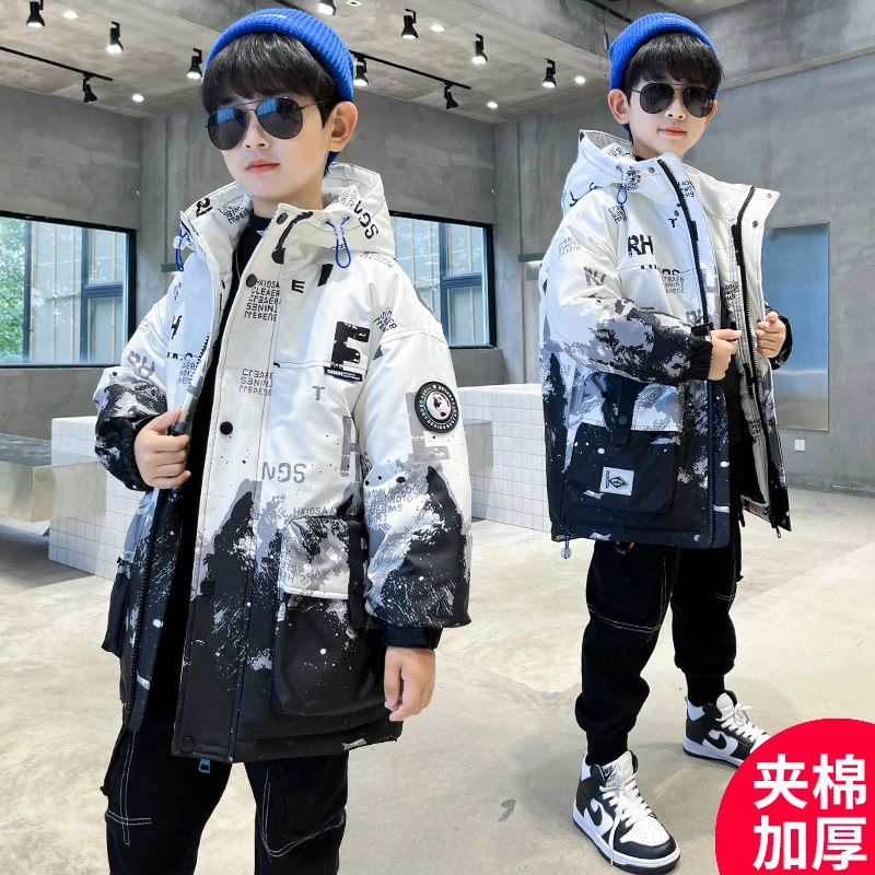 男童棉衣加厚冬装外套2023新款中大儿童中长款男孩帅气冬季棉服潮