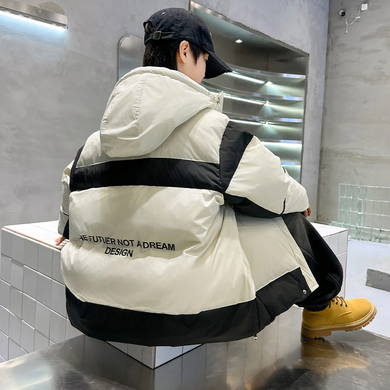 儿童装男童冬季羽绒服中长款2023新款男孩中大童冬装加厚免洗外套