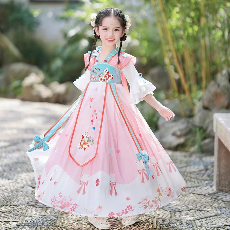2805女童汉服夏季短袖裙子儿童古装礼服夏季中国风春夏古风薄款
