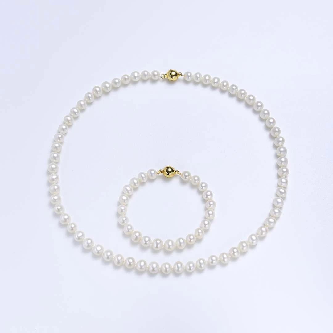 AIKJIANG/爱匠【白总】淡水无核珍珠项链 6-9mm 赠手链耳钉吊坠戒指