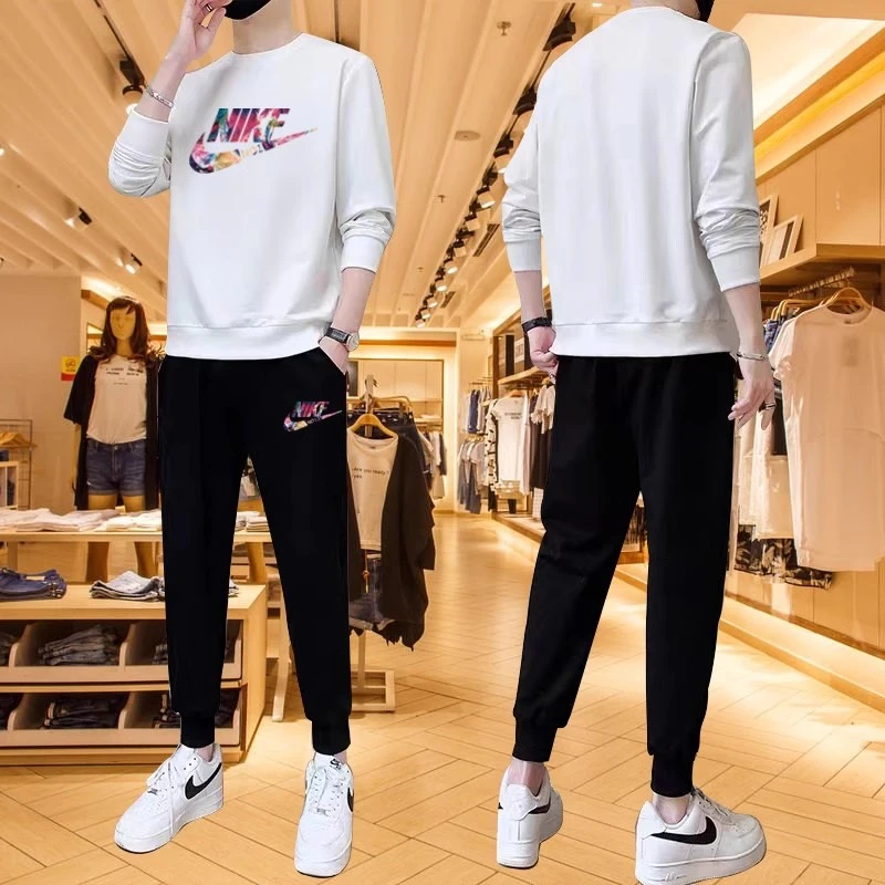 《套装》秋冬款上新男女同款休闲卫衣+长裤男士潮流宽松运动一套装