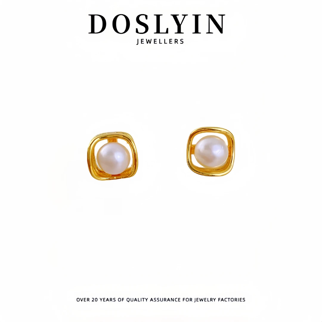 珍珠【Z18】高级感淡水ins银针耳环几何方形银针耳钉