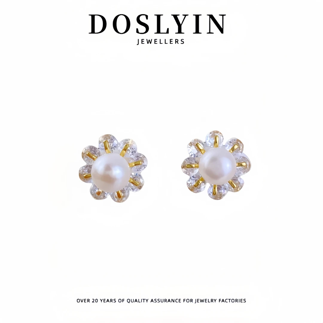 珍珠【Z22】淡水核时尚高级感银针耳钉小众设计感花卉耳饰