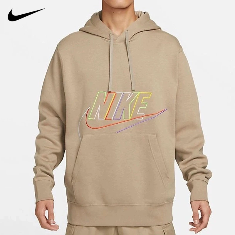 Nike耐克冬季加绒保暖运动卫衣男装刺绣logo连帽套头衫DX0542-247