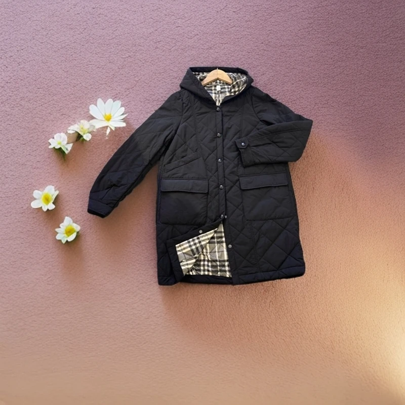 【水淼】7413春秋连帽棉服外套显瘦藏肉大码女装