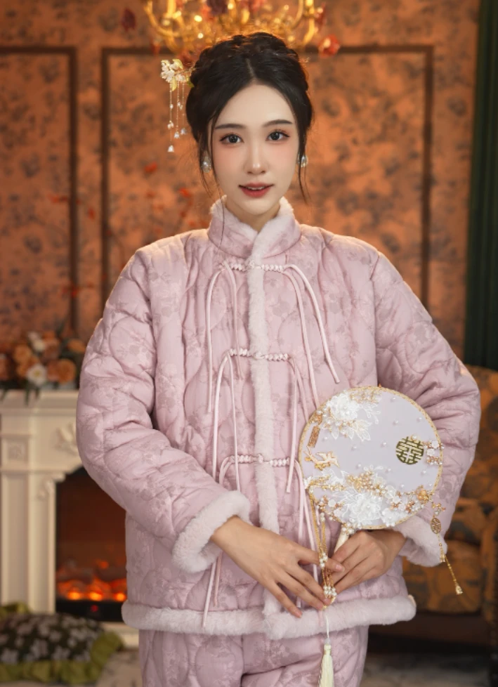 【中式提花】2023冬季新款女睡衣家居服保暖套装毛绒绒加厚可外穿